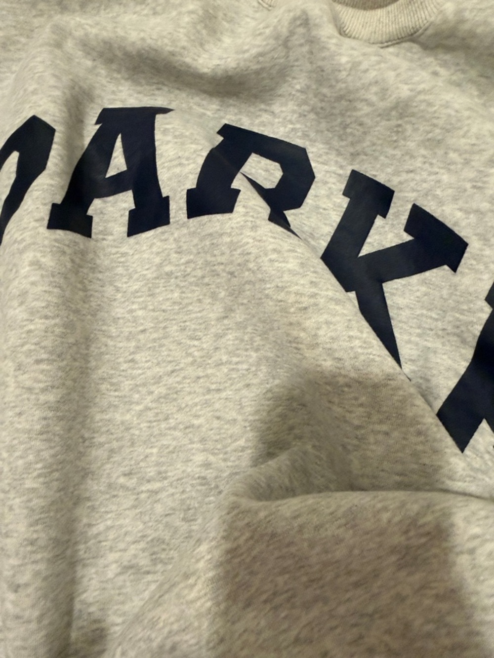 Parker Gray Crewneck Sweatshirt with Navy Lettering : stained - Picture 9 of 9